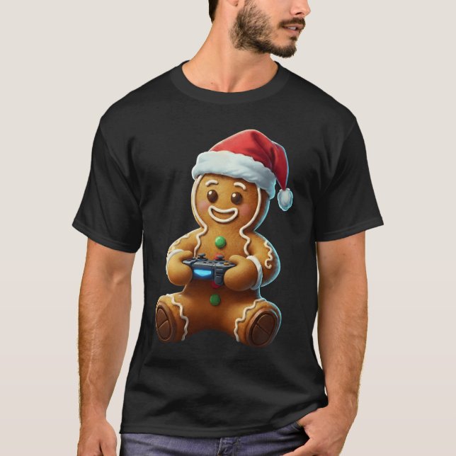 Camiseta Christmas Gingerbread Gamer Xmas Gaming Boys Youth (Anverso)