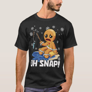Camiseta Christmas Gingerbread Man Oh Snap Ice Fishing