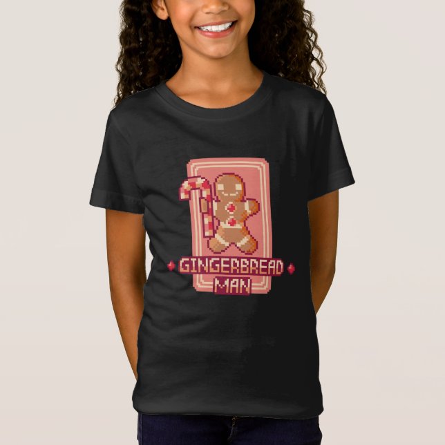 Camiseta Christmas Gingerbread Man Pixel Art Design (Anverso)