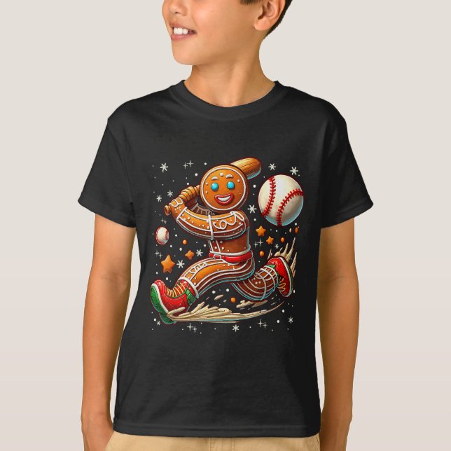 Camiseta Christmas Gingerbread Man Srts Player Funny Baseba (Anverso)