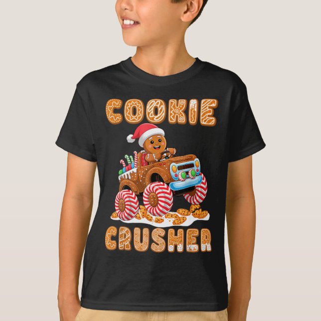 Camiseta Christmas Gingerbread Pajamas Cookie Crusher Monst (Anverso)