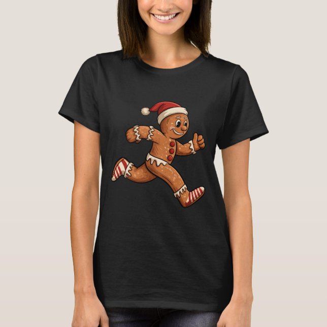 Camiseta Christmas Gingerbread Running Funny Runners Pajama (Anverso)