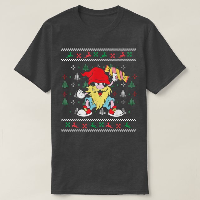 Camiseta Christmas gnome with candy canes design funny ugly (Diseño del anverso)