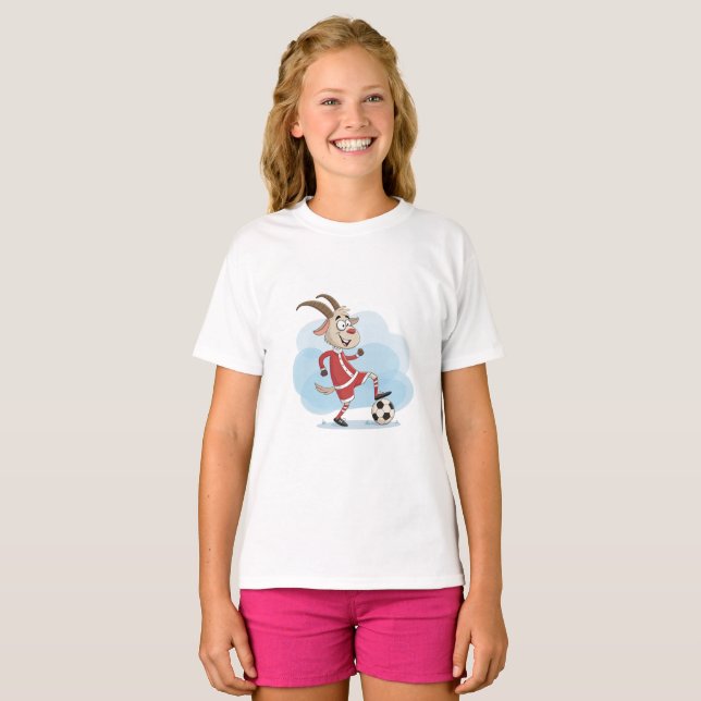 Camiseta Christmas Goat Playing Soccer (Anverso completo)