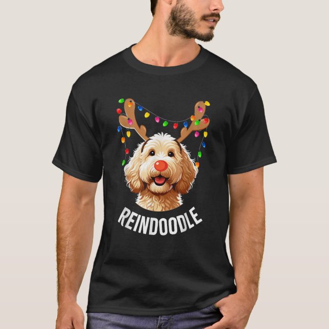 Camiseta Christmas Goldendoodle Reindeer Doodle Dog Reindoo (Anverso)