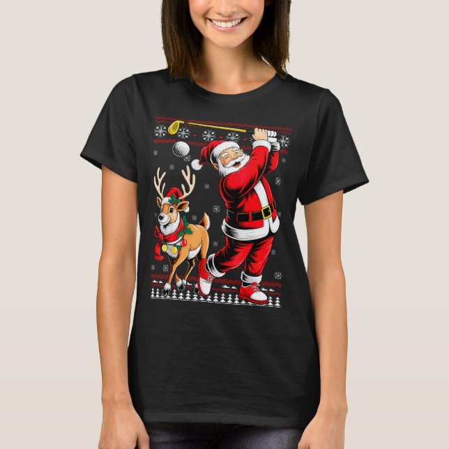 Camiseta Christmas Golf Santa Golfer Christmas Pajama Reind (Anverso)