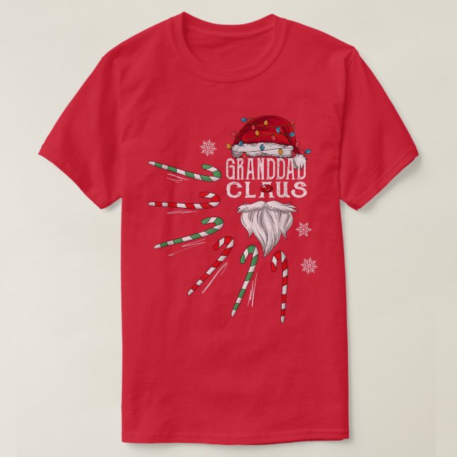 Camiseta Christmas Granddad Claus Granddad Beard Candy Cane (Diseño del anverso)