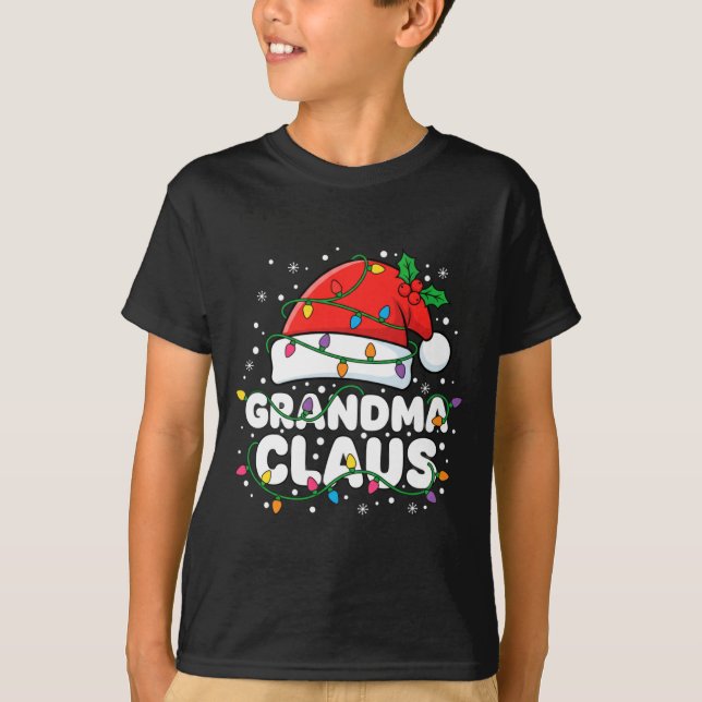 Camiseta Christmas Grandma Claus Santa Hat Christmas Lights (Anverso)