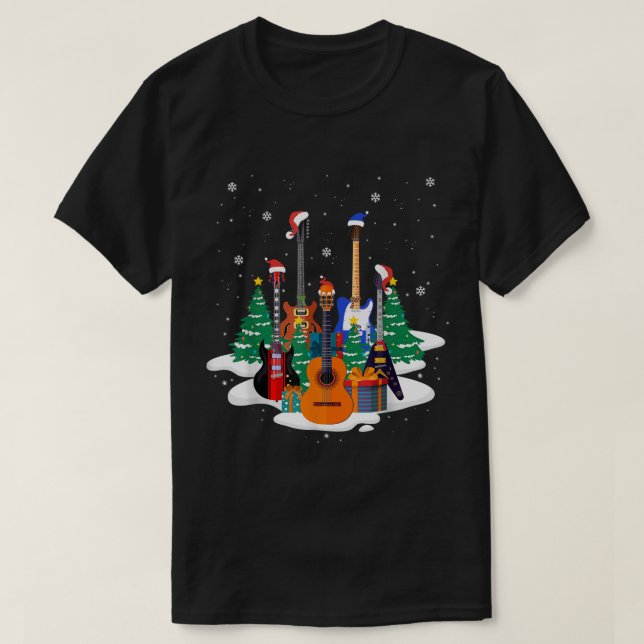 Camiseta Christmas Guitar Tree Holiday Design (Diseño del anverso)