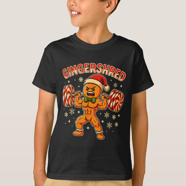 Camiseta Christmas Gym Gingerbread Gingershred Xmas Workout (Anverso)