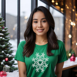 Camiseta Christmas Heart Snowflake Ornate Classic