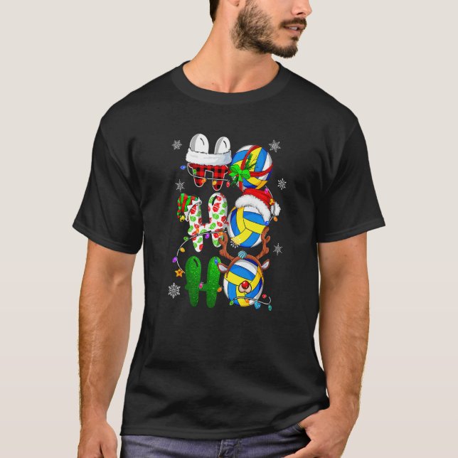 Camiseta Christmas Ho Ho Ho Volleyball  Santa Reindeer Elf  (Anverso)