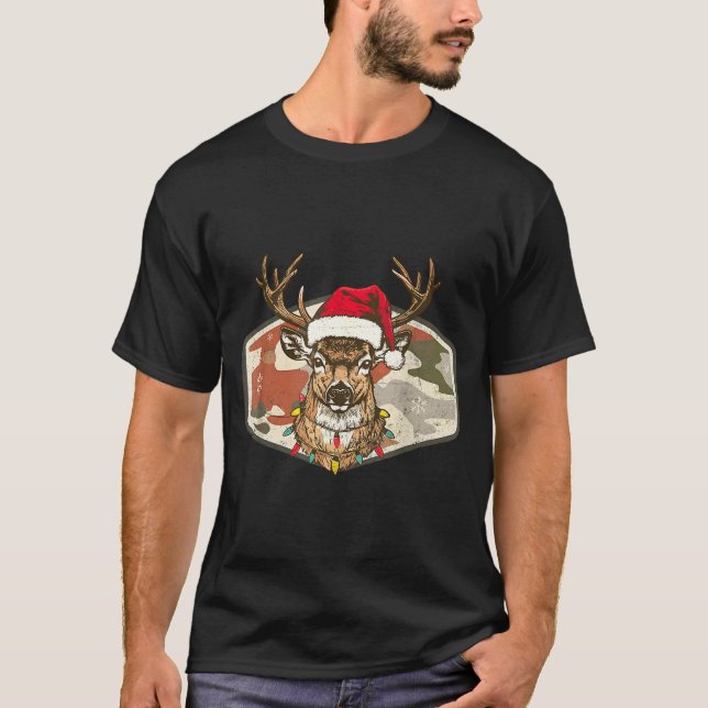 Camiseta Christmas Holiday Camo Hunting Reindeer Deer Xmas  (Anverso)