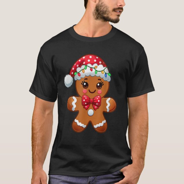 Camiseta Christmas Holiday Cute Gingerbread Man Baking Love (Anverso)