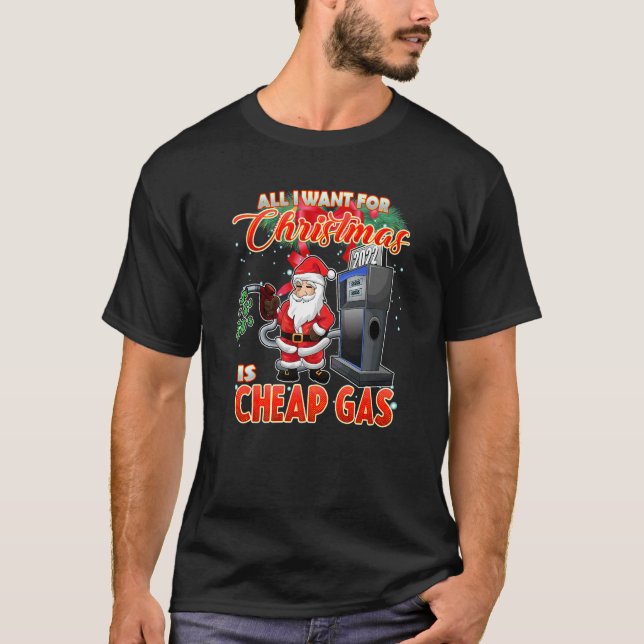 Camiseta Christmas Humor 2022 Santa Claus Meme Gas Price  (Anverso)