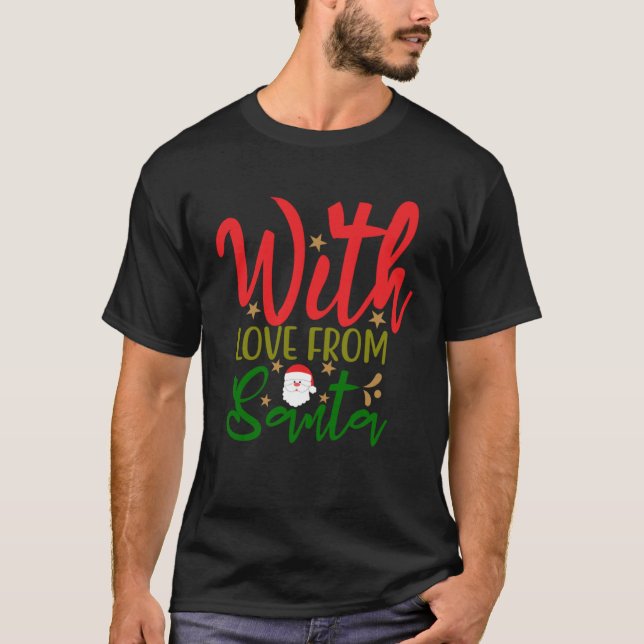 Camiseta Christmas I Love Santa Candy Cane Heart Men Women  (Anverso)