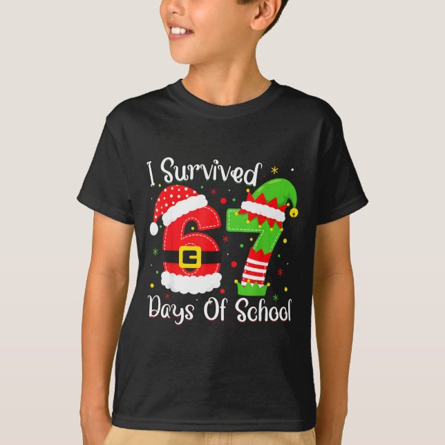 Camiseta Christmas I Survived 67 Days Of School Funny Six S (Anverso)