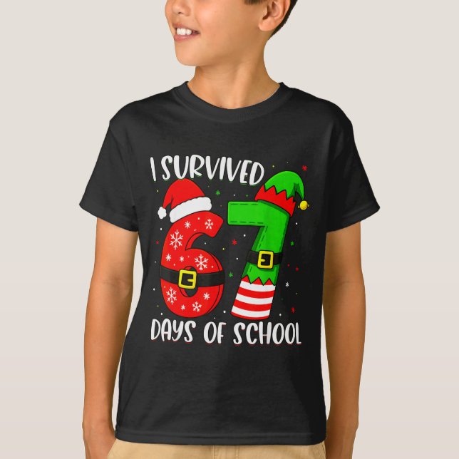 Camiseta Christmas I Survived 67 Days Of School Funny Six S (Anverso)