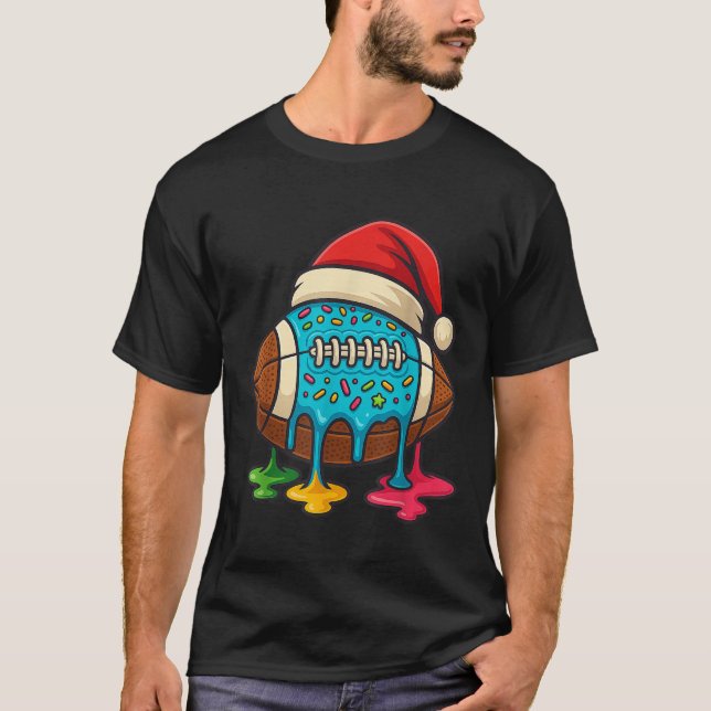 Camiseta Christmas Ice Cream Drip Boys Football Player Amer (Anverso)