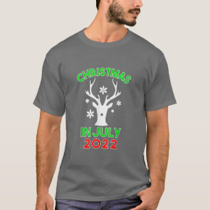 Camiseta Christmas In July 2022 Reindeer Snow Merry Santa S