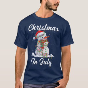Camiseta Christmas In July Baseball Snowman Santa Hat Summe