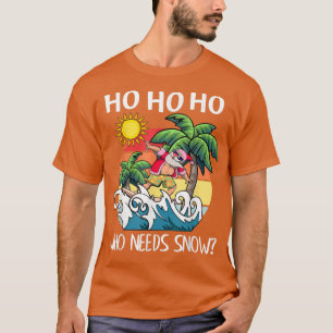 Camiseta Christmas In July Funny Santa Surfing Summer Beach