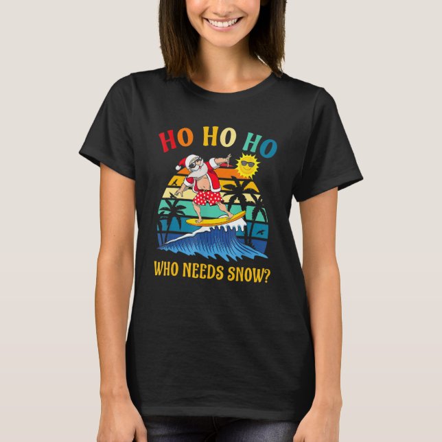 Camiseta Christmas In July Funny Santa Surfing Summer Beach (Anverso)