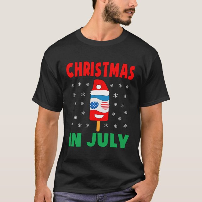 Camiseta Christmas In July Ice Pop Santa Hat Party Kids Tod (Anverso)