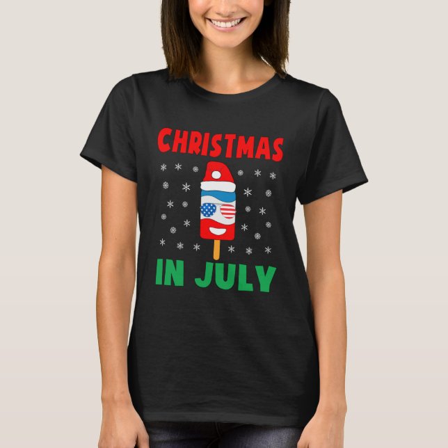 Camiseta Christmas In July Ice Pop Santa Hat Party Kids Tod (Anverso)