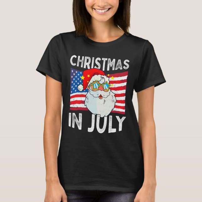 Camiseta Christmas In July Retro Hipster Funny Santa Men Wo (Anverso)