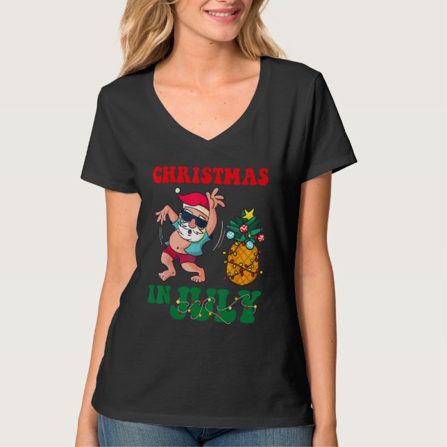 Camiseta Christmas in July Santa Claus Dancing Xmas Summer  (Anverso)