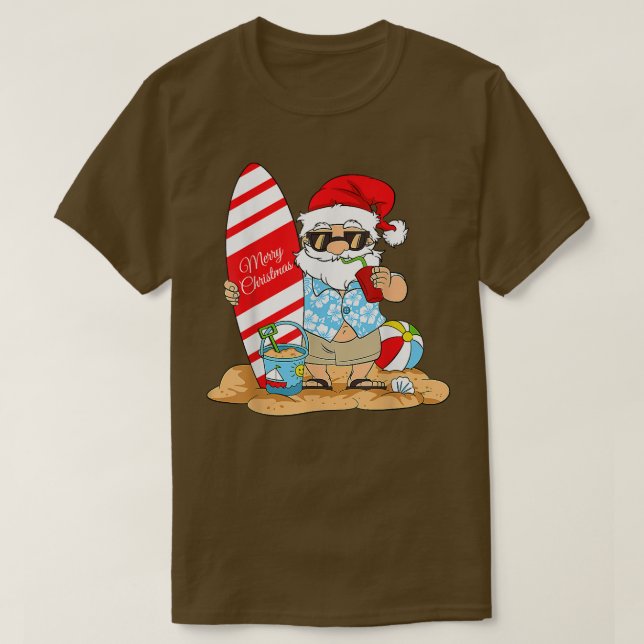 Camiseta Christmas In July Santa Claus On The Beach with Su (Diseño del anverso)
