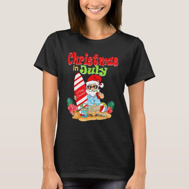 Camiseta Christmas In July  Santa Claus Summer Vacation Bea (Anverso)