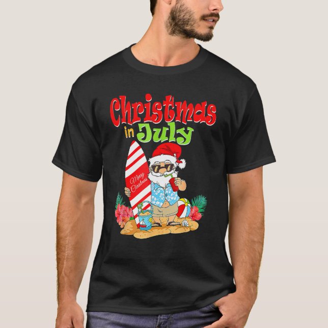 Camiseta Christmas In July  Santa Claus Summer Vacation Bea (Anverso)