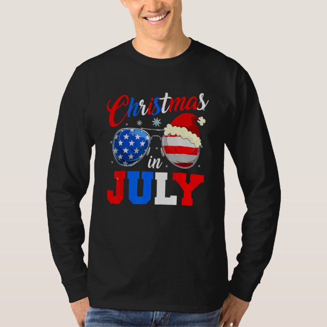 Camiseta Christmas In July Santa Hat Sunglasses Summer Cele (Anverso)