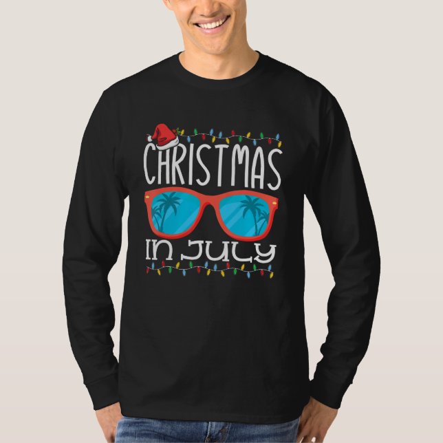 Camiseta Christmas in July Santa Hat Sunglasses Summer Vaca (Anverso)