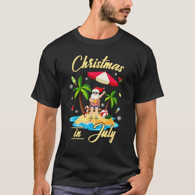 Camiseta Christmas in July  Santa Summer Beach Vacation Haw (Anverso)