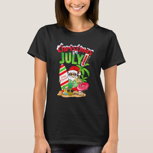 Camiseta Christmas In July Santa Summer Beach Vacation Part (Anverso)