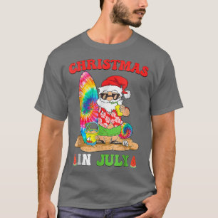 Camiseta Christmas In July Santa Tie Dye Summer Surf Surfin