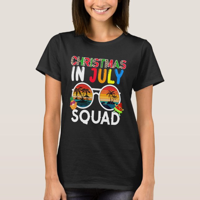 Camiseta Christmas In July Squad Costume Sunglasses Traveli (Anverso)