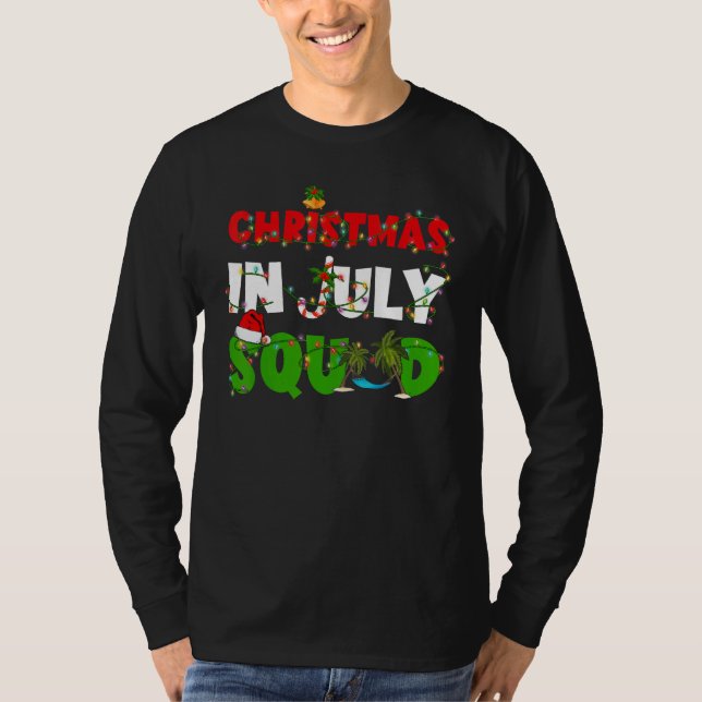 Camiseta Christmas In July Squad Palm Tree & Xmas Lights Su (Anverso)