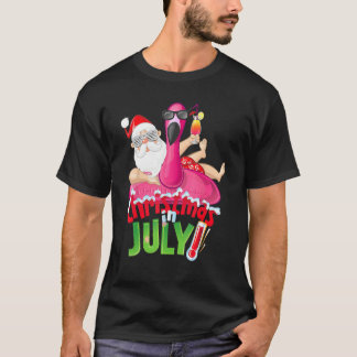 Camiseta Christmas In July  Summer Flamingo Float Xmas 1