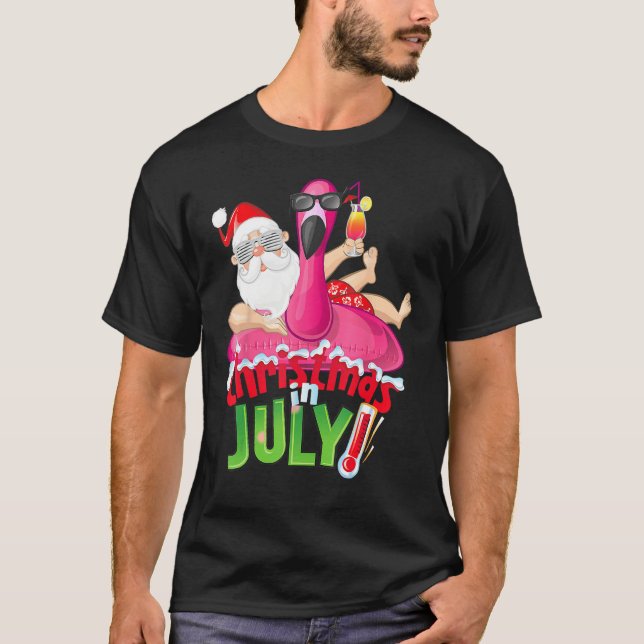 Camiseta Christmas in July  Summer Flamingo Float Xmas 2 (Anverso)