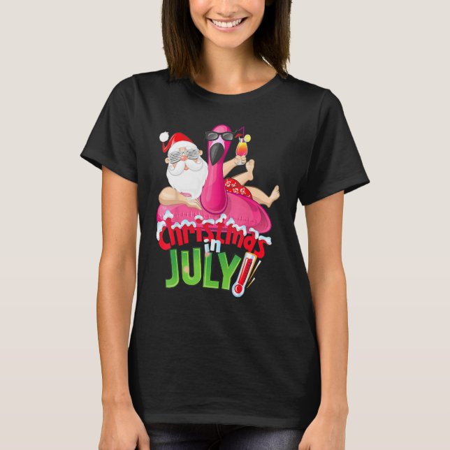 Camiseta Christmas in July  Summer Flamingo Float Xmas 2 (Anverso)