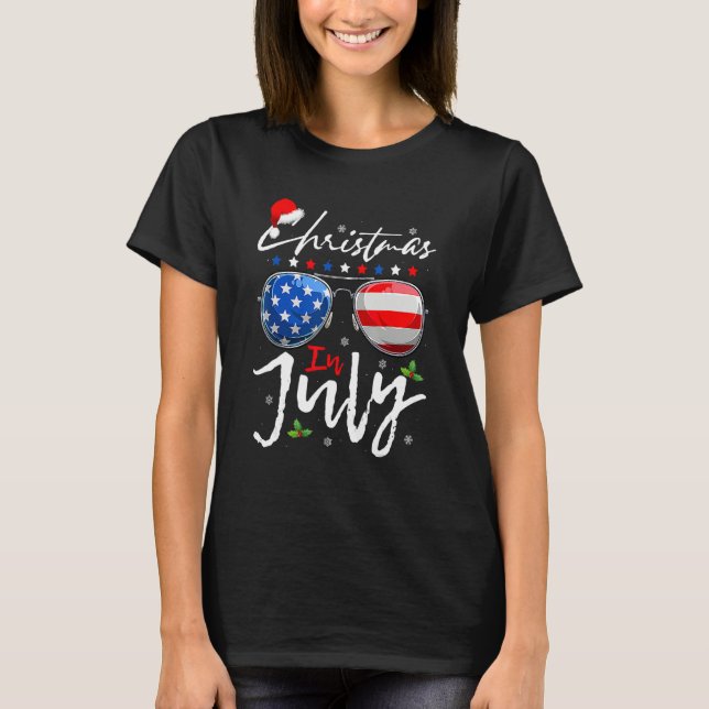 Camiseta Christmas In July Summer Patriotic USA 4th Of July (Anverso)