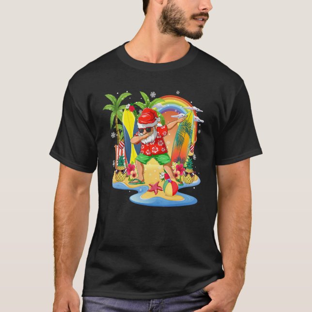 Camiseta Christmas in July  Summer Santa Beach Hawaii Surf (Anverso)