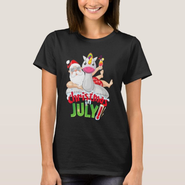Camiseta Christmas in July  Summer Unicorn Float Xmas (Anverso)
