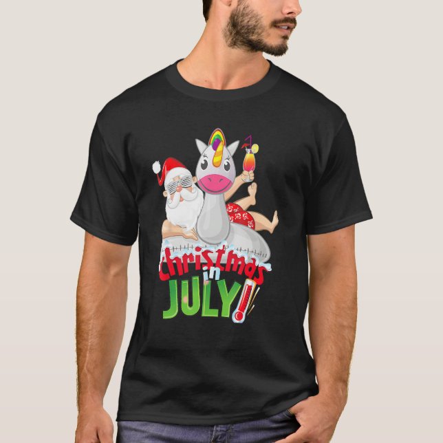 Camiseta Christmas in July  Summer Unicorn Float Xmas (Anverso)