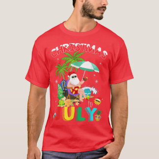 Camiseta Christmas In July Surfing Funny Santa Summer Beach