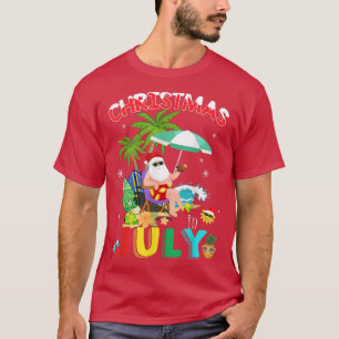 Camiseta Christmas In July Surfing Funny Santa Summer Beach